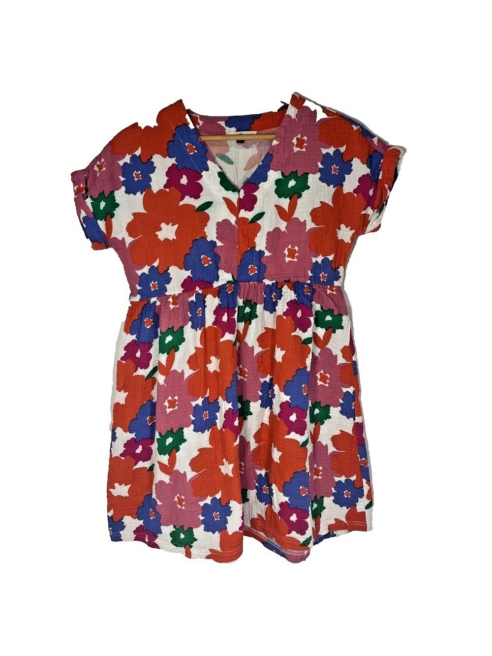 Michelle McDowell Womens Floral Mini Dress Cotton Size L